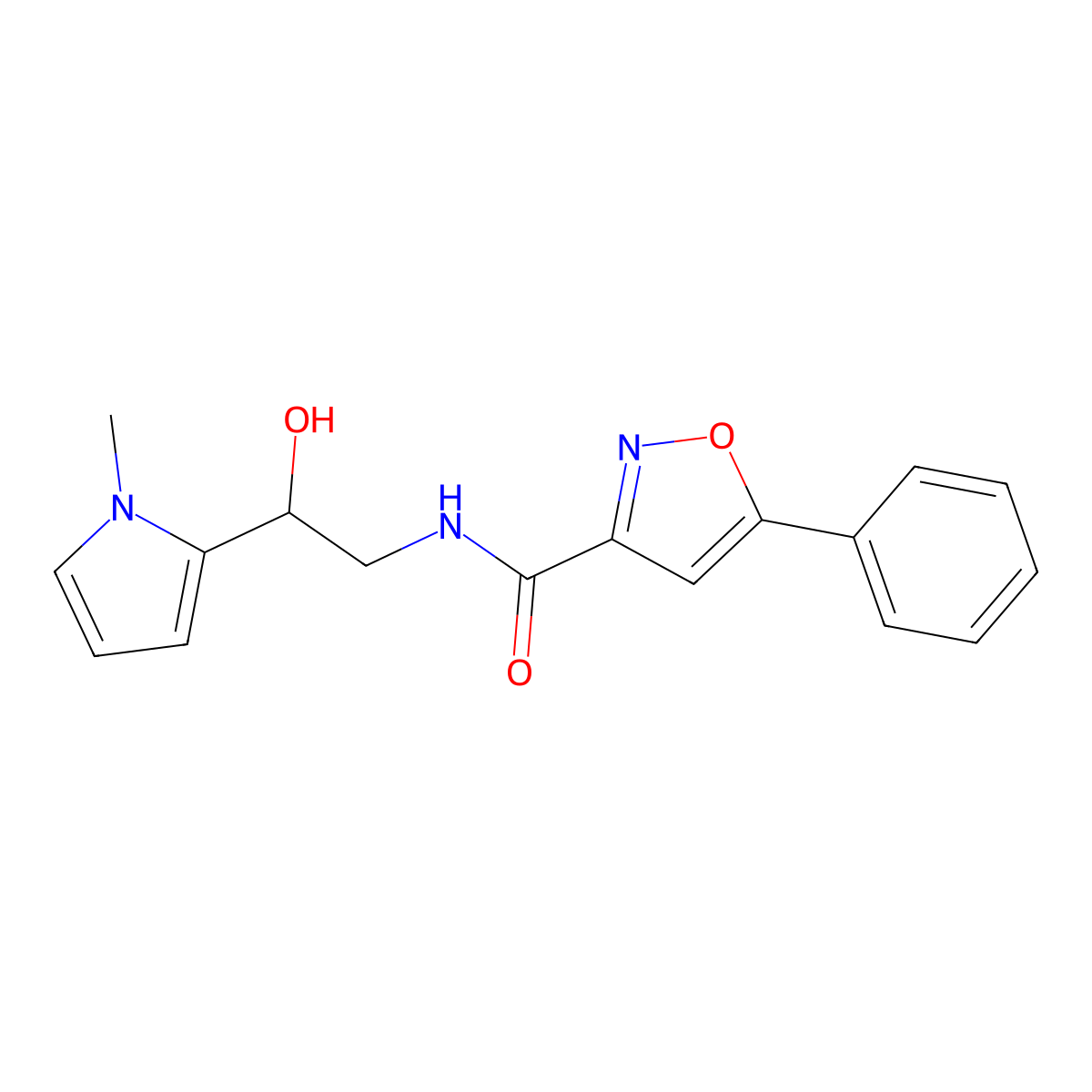 N-(2-hydroxy-2-(1-methyl-1H-pyrrol-2-yl)ethyl)-5-phenylisoxazole-3-carboxamide molecular structure, CAS 1396845-41-2