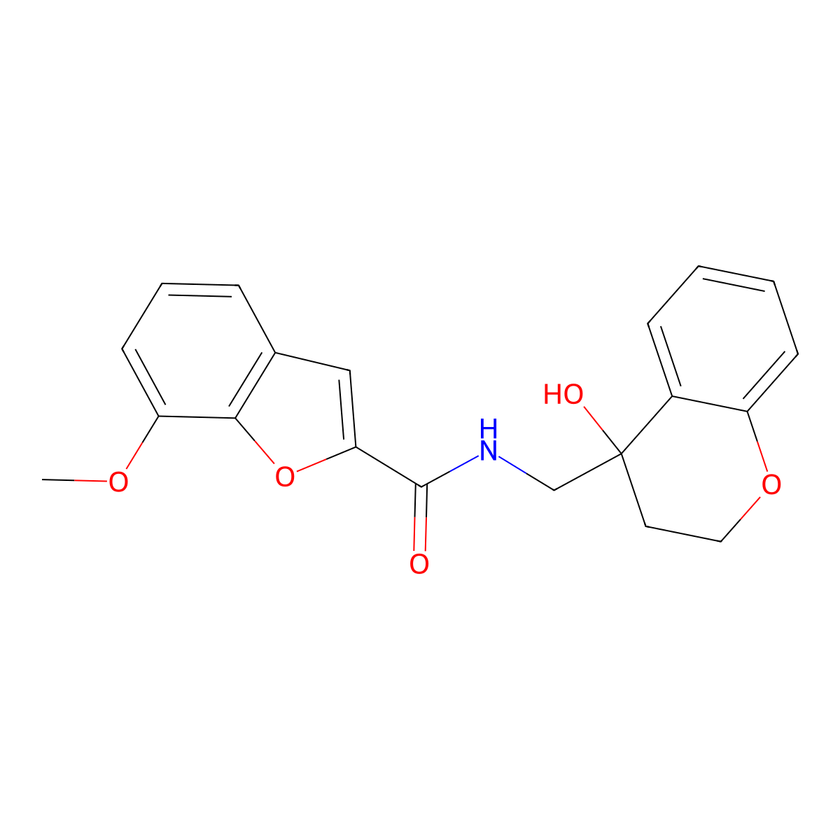 N-((4-hydroxychroman-4-yl)methyl)-7-methoxybenzofuran-2-carboxamide molecular structure, CAS 1396845-43-4