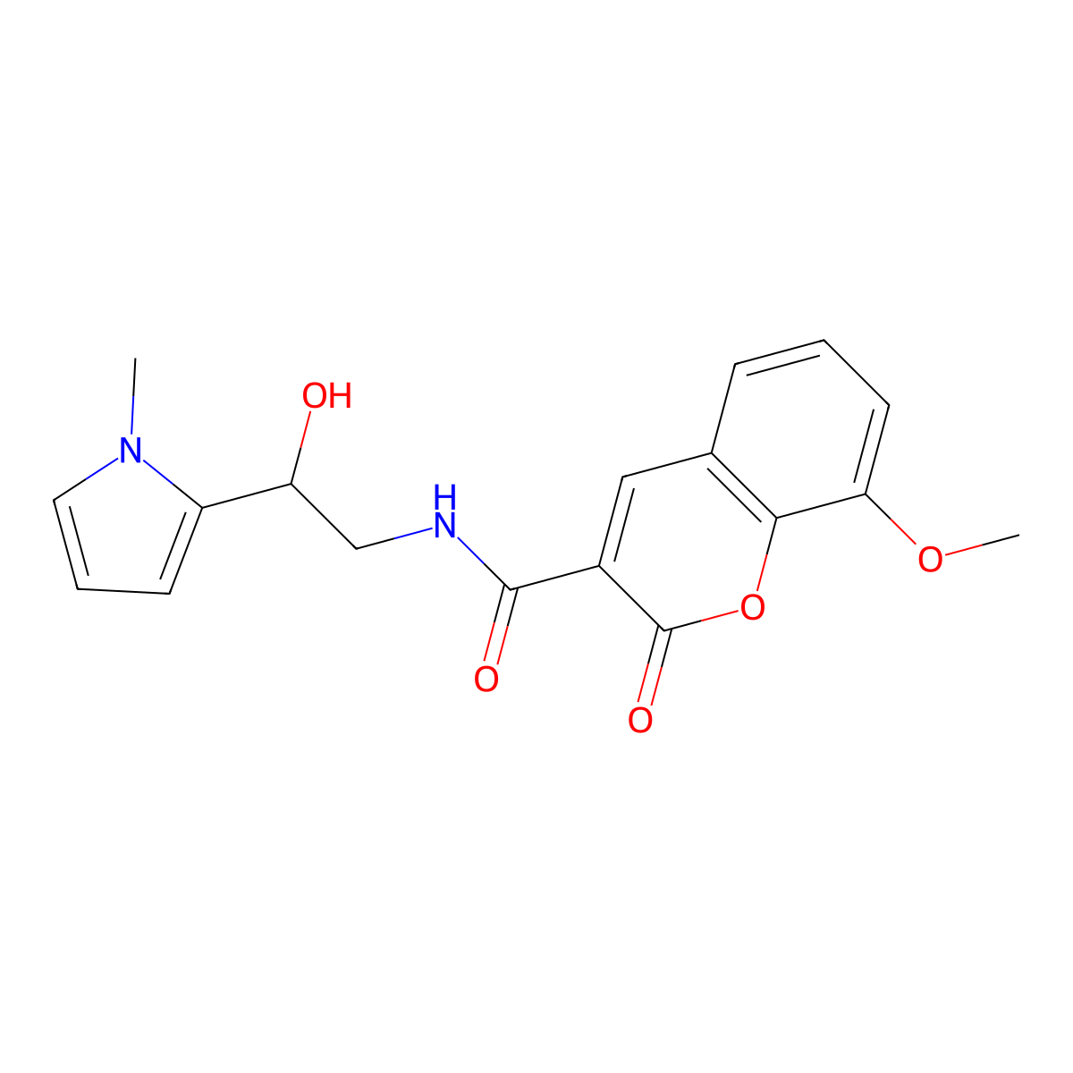 N-(2-hydroxy-2-(1-methyl-1H-pyrrol-2-yl)ethyl)-8-methoxy-2-oxo-2H-chromene-3-carboxamide molecular structure, CAS 1396845-45-6