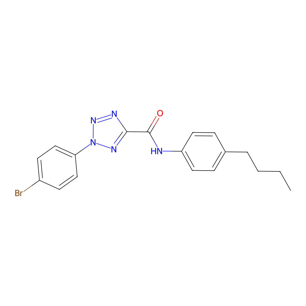 2-(4-bromophenyl)-N-(4-butylphenyl)-2H-tetrazole-5-carboxamide molecular structure, CAS 1396845-47-8
