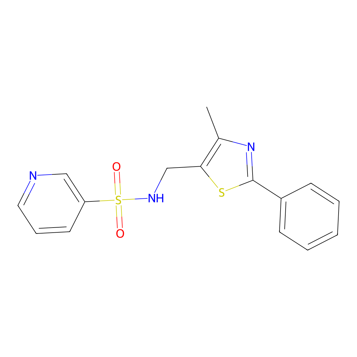 N-((4-methyl-2-phenylthiazol-5-yl)methyl)pyridine-3-sulfonamide molecular structure, CAS 1396845-49-0