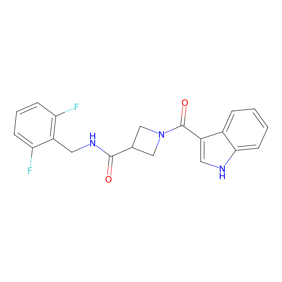 N-(2,6-difluorobenzyl)-1-(1H-indole-3-carbonyl)azetidine-3-carboxamide molecular structure, CAS 1396845-51-4