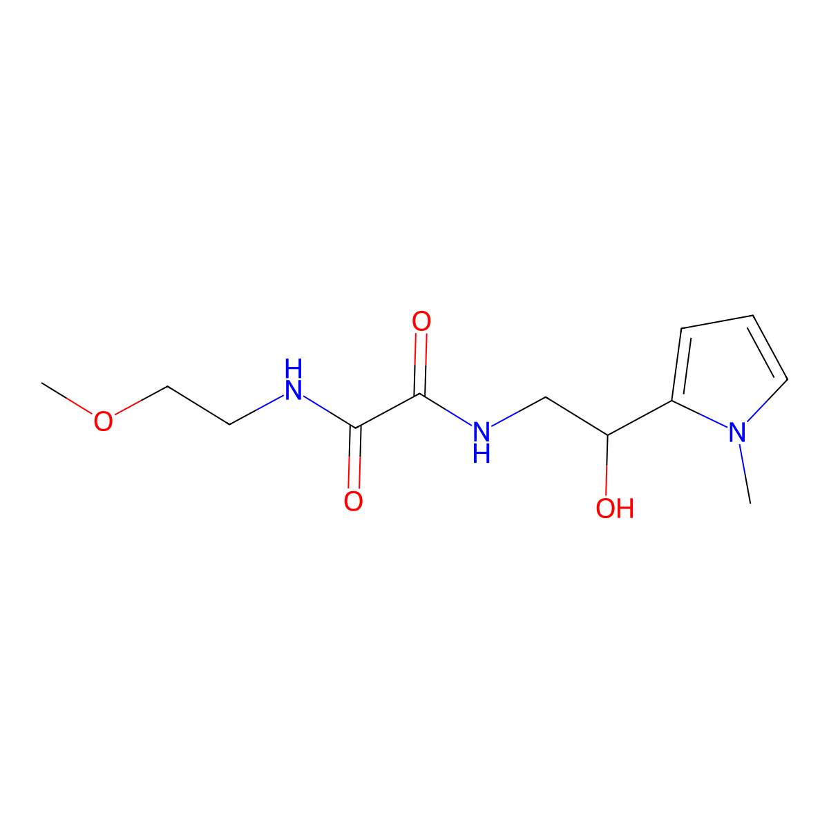 N1-(2-hydroxy-2-(1-methyl-1H-pyrrol-2-yl)ethyl)-N2-(2-methoxyethyl)oxalamide molecular structure, CAS 1396845-58-1