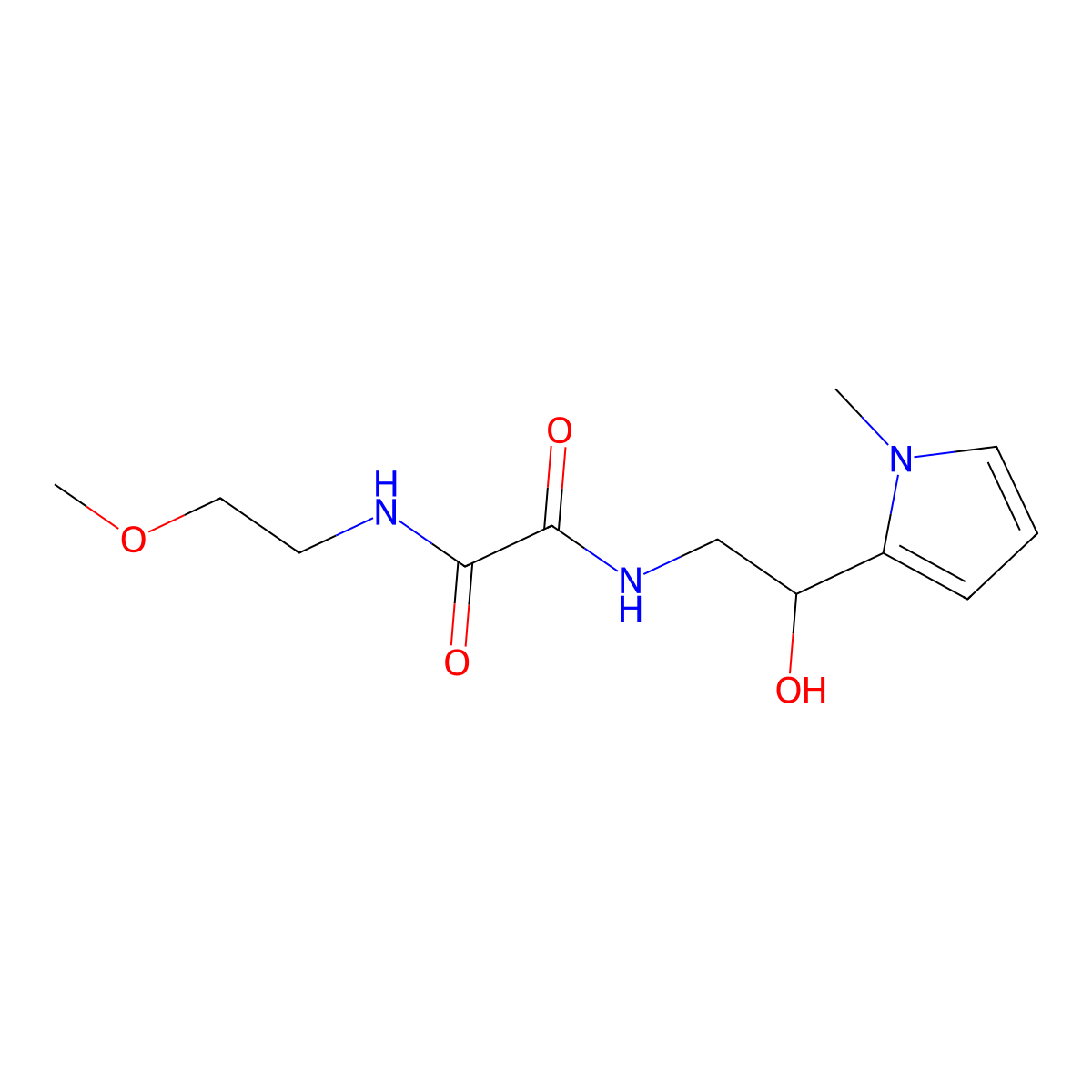 N1-(2-hydroxy-2-(1-methyl-1H-pyrrol-2-yl)ethyl)-N2-(2-methoxyethyl)oxalamide molecular structure, CAS 1396845-58-1