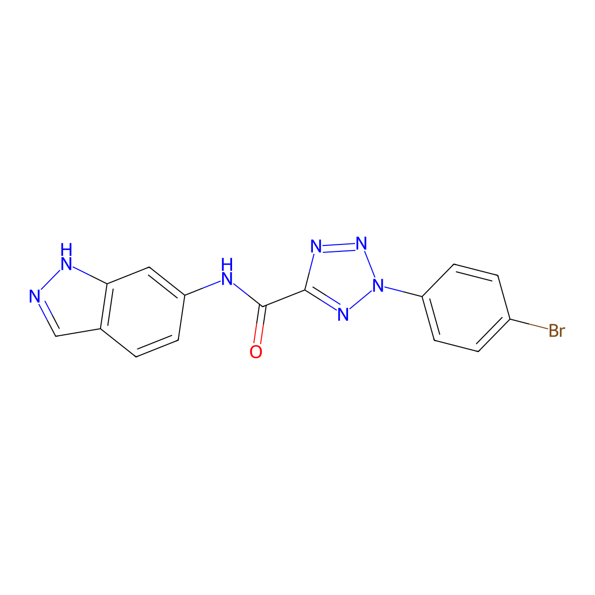 2-(4-bromophenyl)-N-(1H-indazol-6-yl)-2H-tetrazole-5-carboxamide molecular structure, CAS 1396845-62-7