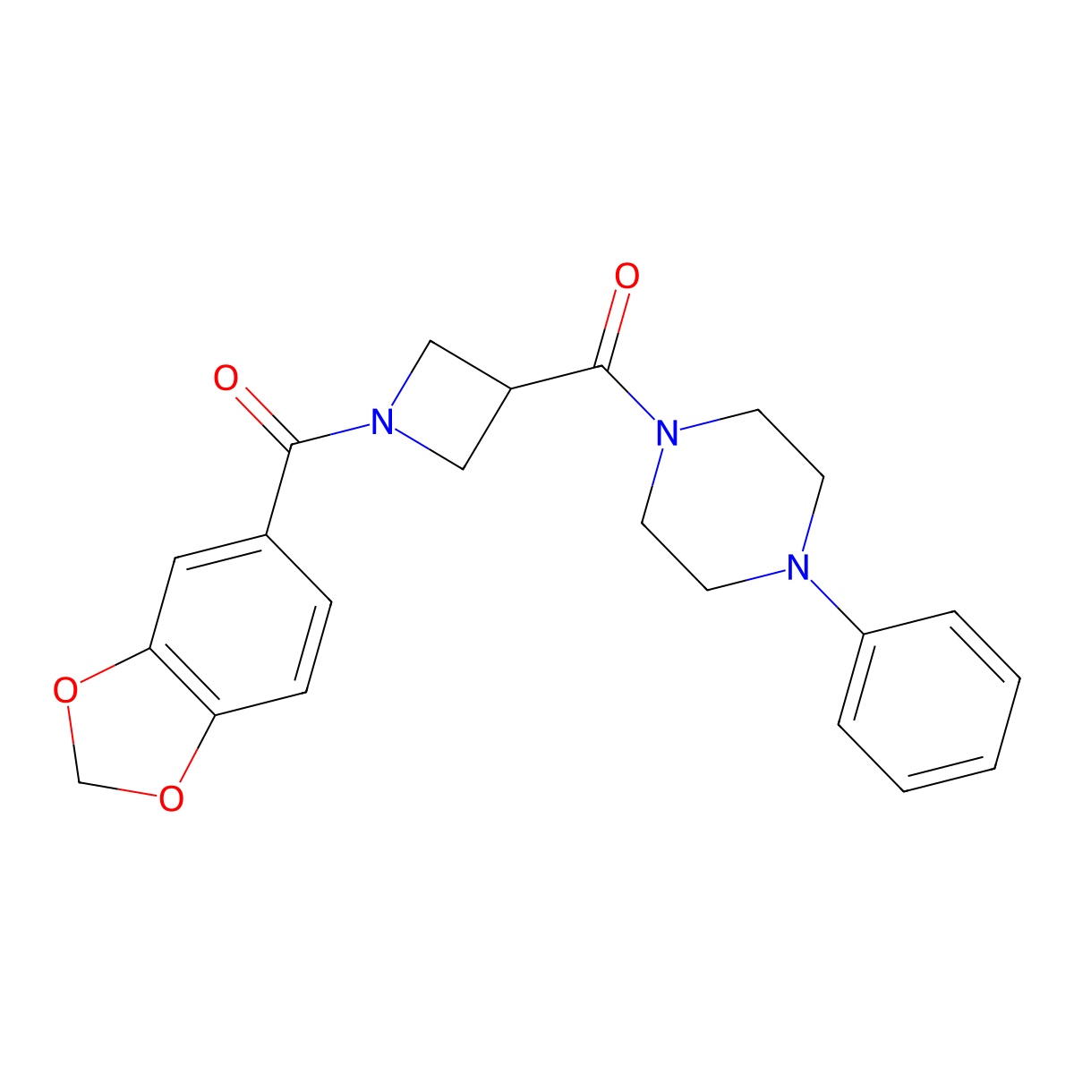 1-[1-(2H-1,3-benzodioxole-5-carbonyl)azetidine-3-carbonyl]-4-phenylpiperazine molecular structure, CAS 1396845-67-2