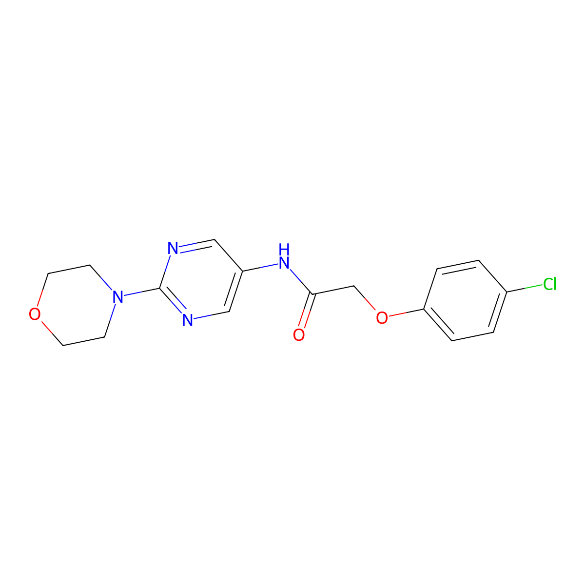 2-(4-chlorophenoxy)-N-(2-morpholinopyrimidin-5-yl)acetamide molecular structure, CAS 1396845-70-7