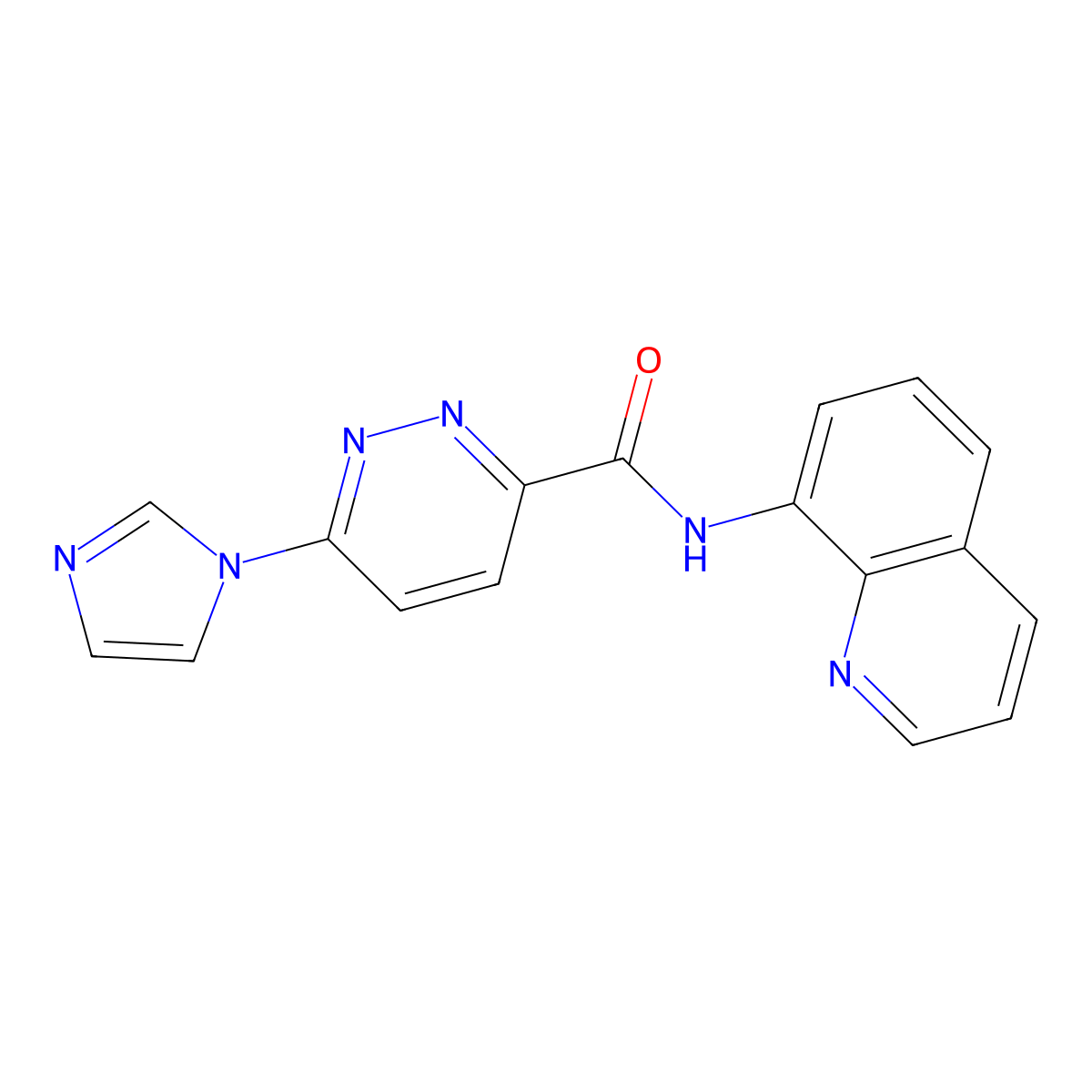 6-(1H-imidazol-1-yl)-N-(quinolin-8-yl)pyridazine-3-carboxamide molecular structure, CAS 1396845-73-0