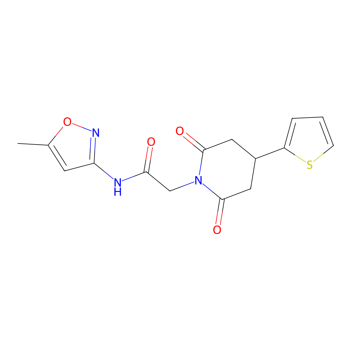 2-(2,6-dioxo-4-(thiophen-2-yl)piperidin-1-yl)-N-(5-methylisoxazol-3-yl)acetamide molecular structure, CAS 1396845-74-1