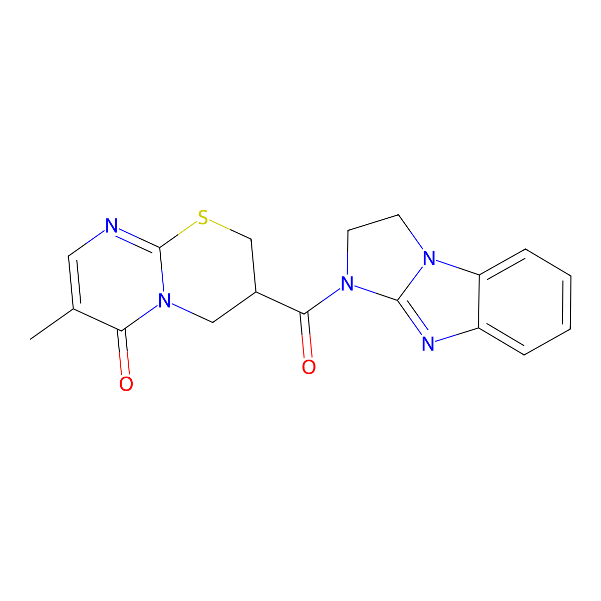 3-(2,3-dihydro-1H-benzo[d]imidazo[1,2-a]imidazole-1-carbonyl)-7-methyl-3,4-dihydropyrimido[2,1-b][1,3]thiazin-6(2H)-one molecular structure, CAS 1396845-79-6