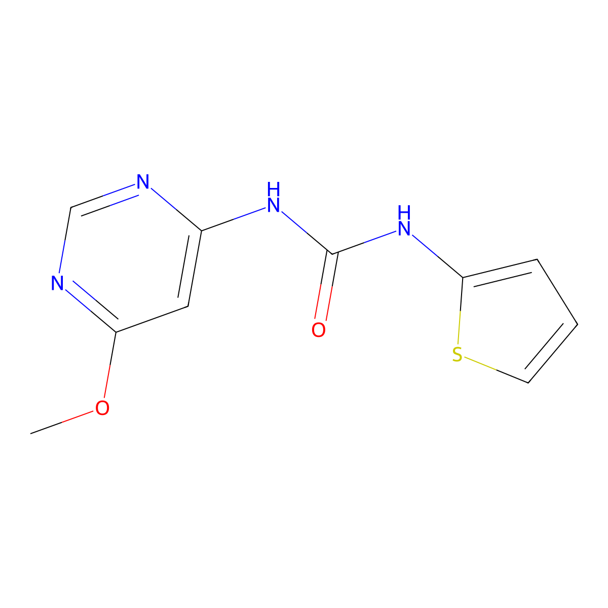 1-(6-Methoxypyrimidin-4-yl)-3-(thiophen-2-yl)urea molecular structure, CAS 1396845-84-3