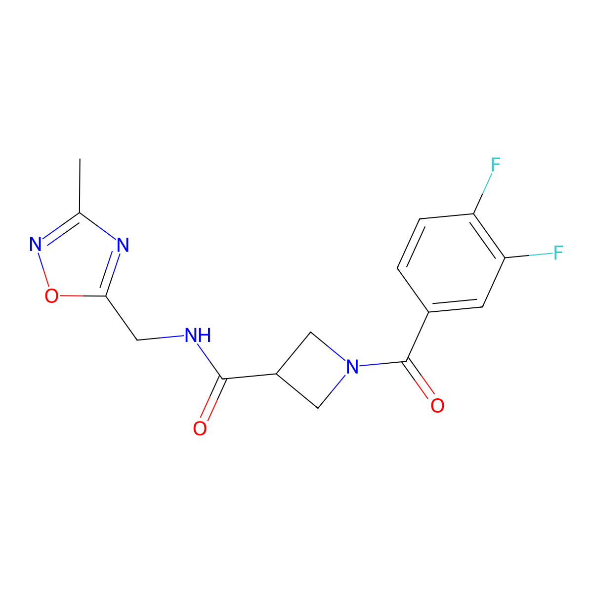 1-(3,4-difluorobenzoyl)-N-[(3-methyl-1,2,4-oxadiazol-5-yl)methyl]azetidine-3-carboxamide molecular structure, CAS 1396845-88-7