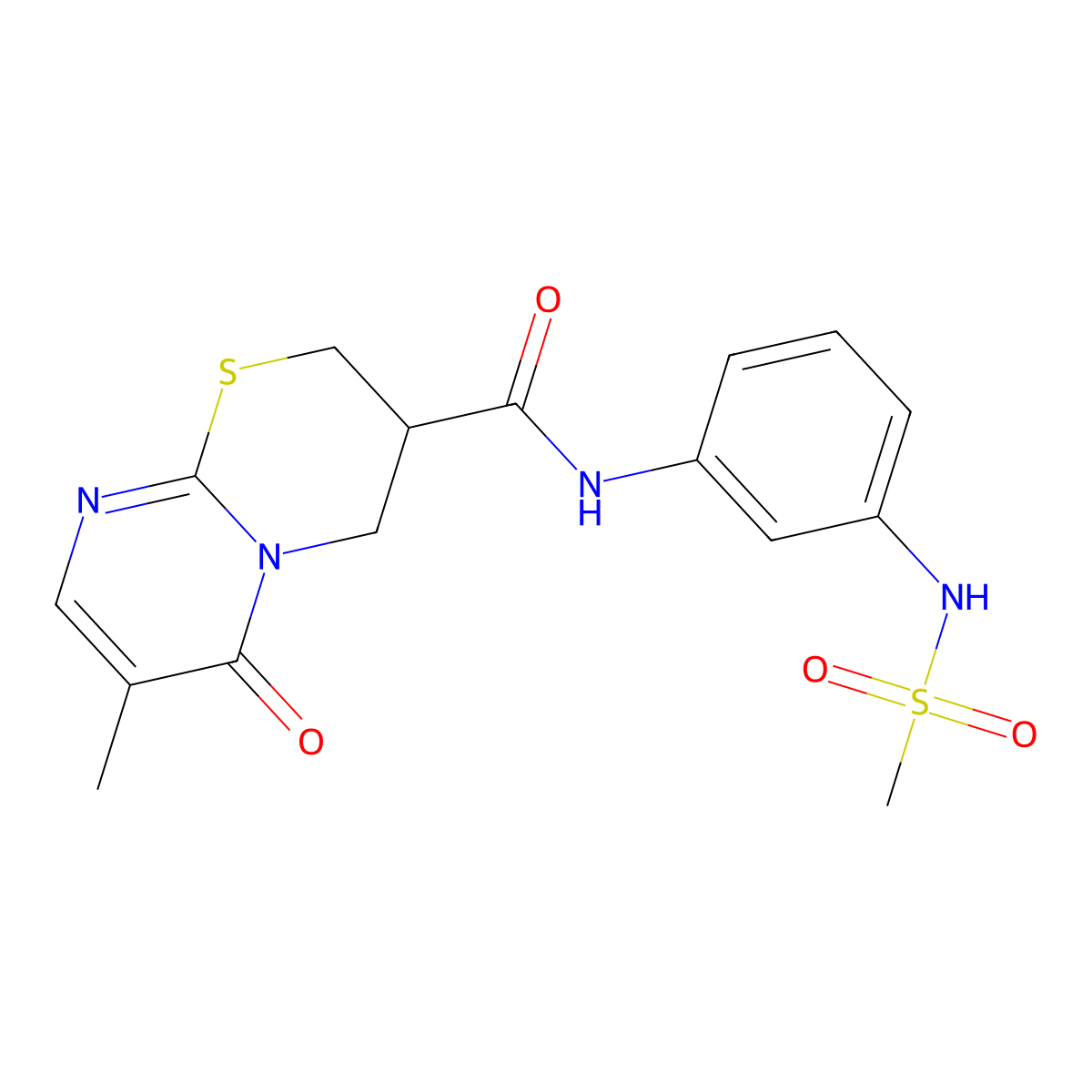 7-methyl-N-(3-(methylsulfonamido)phenyl)-6-oxo-2,3,4,6-tetrahydropyrimido[2,1-b][1,3]thiazine-3-carboxamide molecular structure, CAS 1396845-93-4