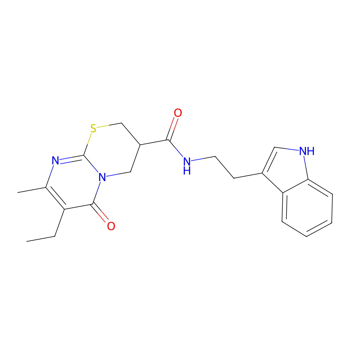 N-(2-(1H-indol-3-yl)ethyl)-7-ethyl-8-methyl-6-oxo-2,3,4,6-tetrahydropyrimido[2,1-b][1,3]thiazine-3-carboxamide molecular structure, CAS 1396845-97-8