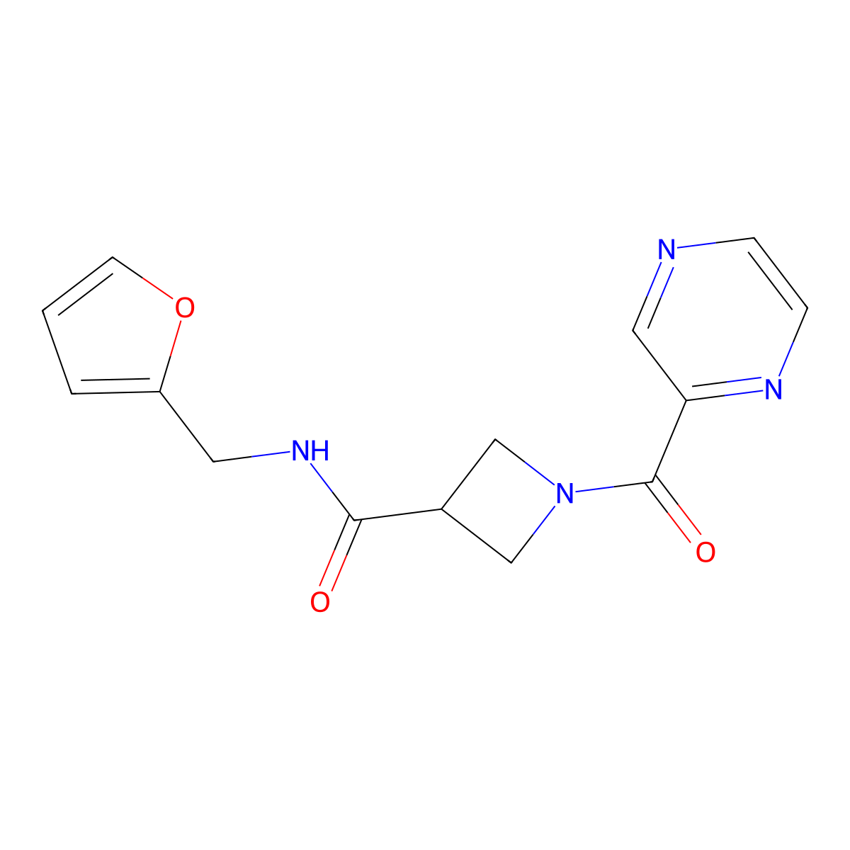 N-(furan-2-ylmethyl)-1-(pyrazine-2-carbonyl)azetidine-3-carboxamide molecular structure, CAS 1396845-98-9