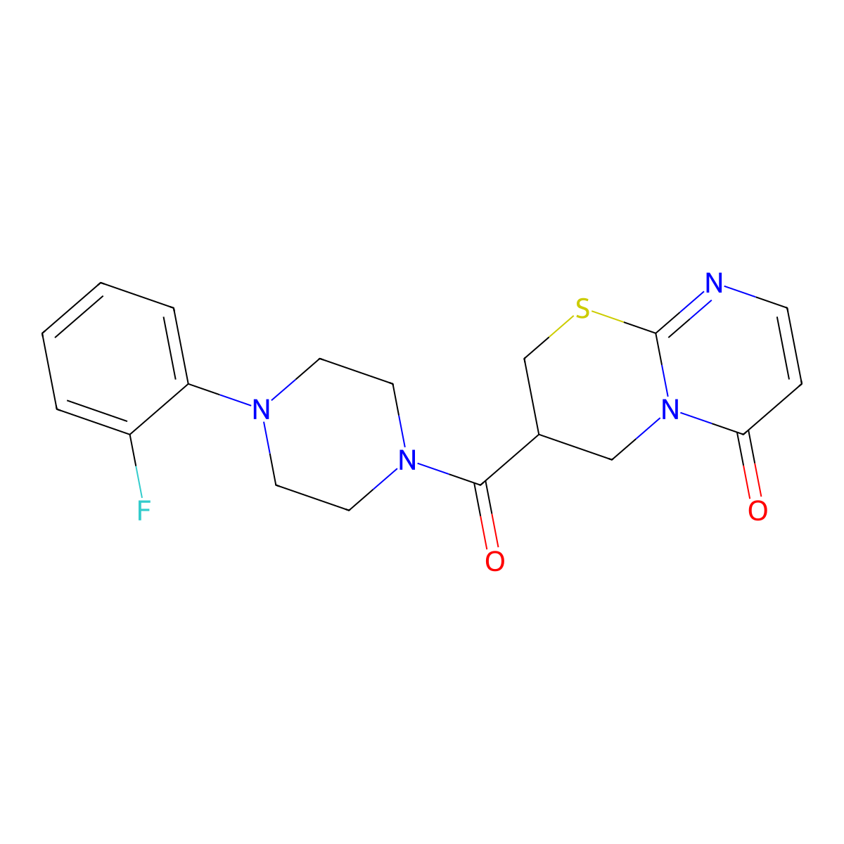 3-(4-(2-fluorophenyl)piperazine-1-carbonyl)-3,4-dihydropyrimido[2,1-b][1,3]thiazin-6(2H)-one molecular structure, CAS 1396846-03-9
