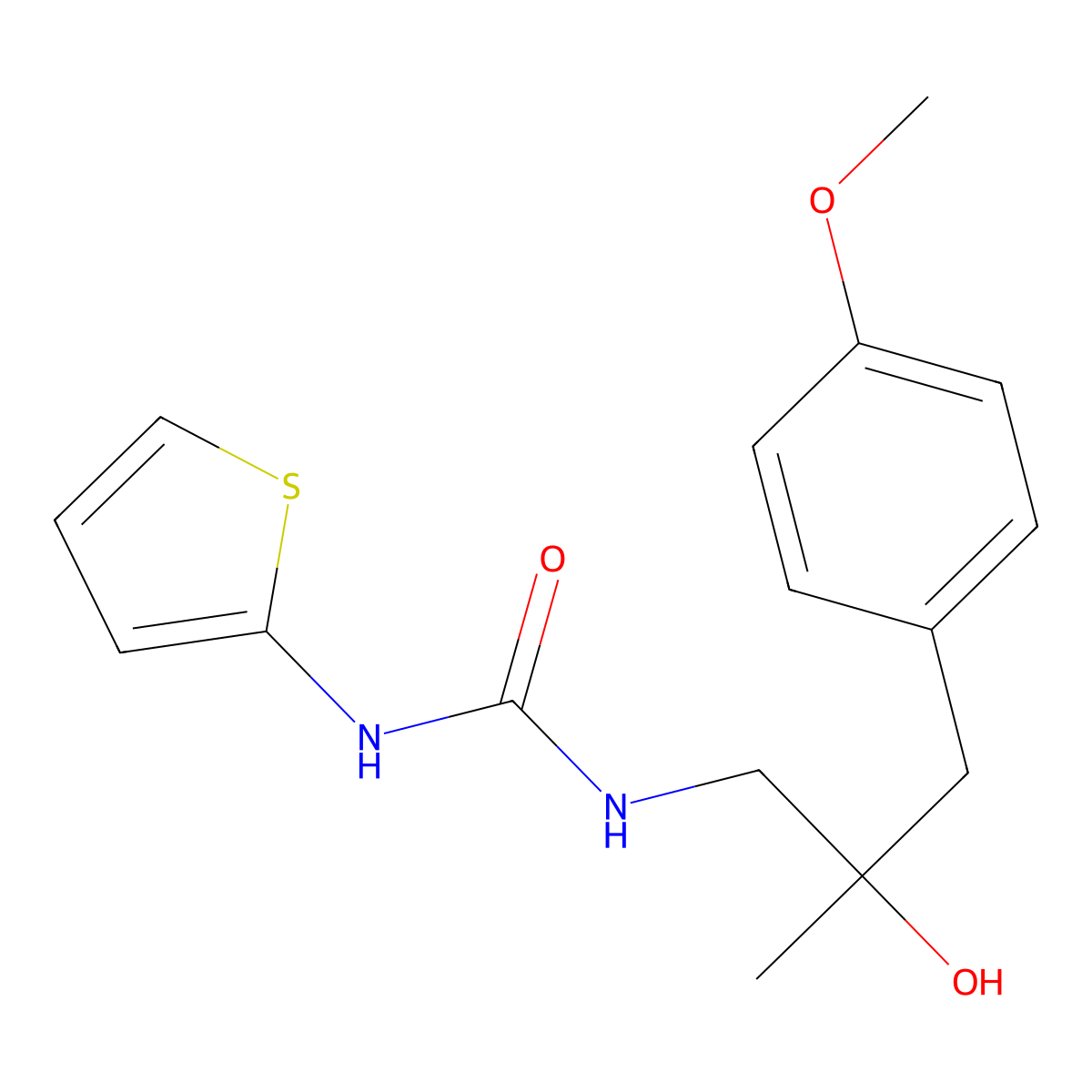 1-[2-Hydroxy-3-(4-methoxyphenyl)-2-methylpropyl]-3-(thiophen-2-yl)urea molecular structure, CAS 1396846-07-3
