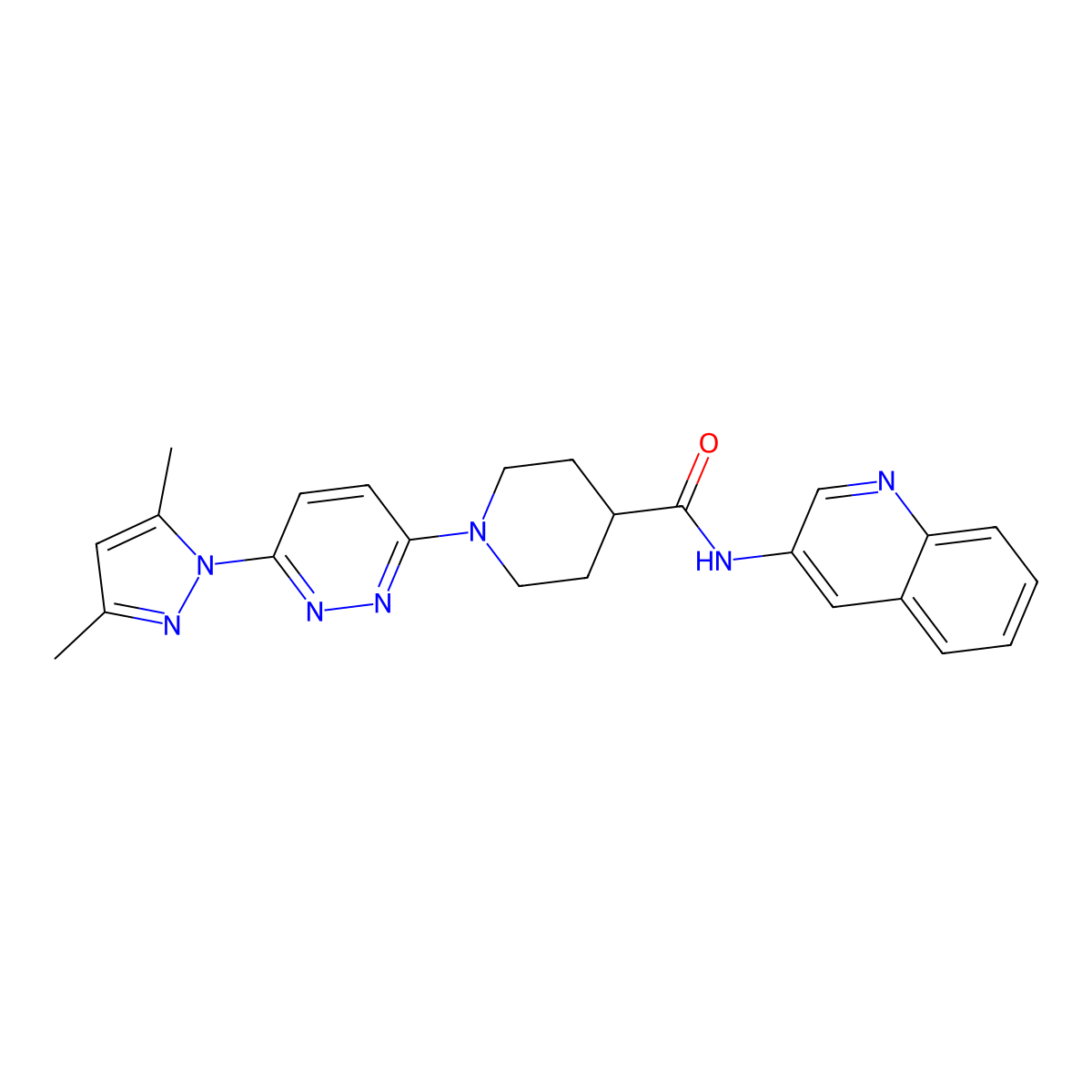 1-(6-(3,5-dimethyl-1H-pyrazol-1-yl)pyridazin-3-yl)-N-(quinolin-3-yl)piperidine-4-carboxamide molecular structure, CAS 1396846-09-5