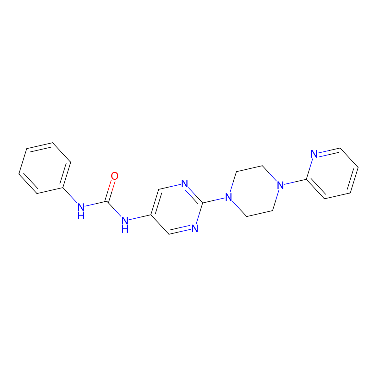 1-Phenyl-3-{2-[4-(pyridin-2-yl)piperazin-1-yl]pyrimidin-5-yl}urea molecular structure, CAS 1396846-17-5