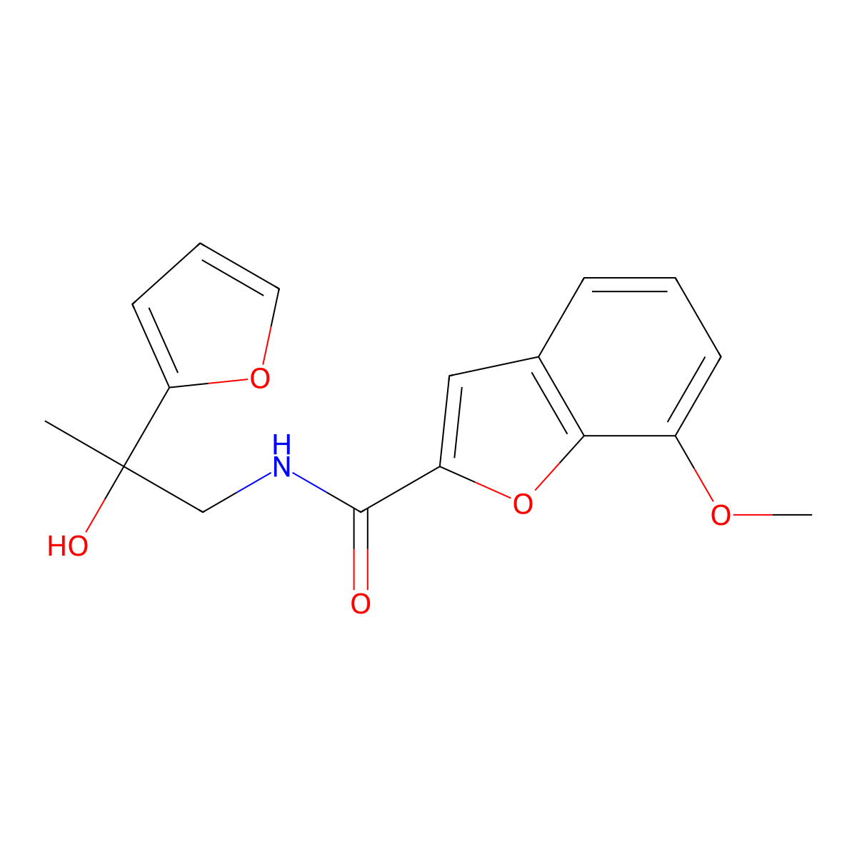 N-(2-(furan-2-yl)-2-hydroxypropyl)-7-methoxybenzofuran-2-carboxamide molecular structure, CAS 1396846-18-6