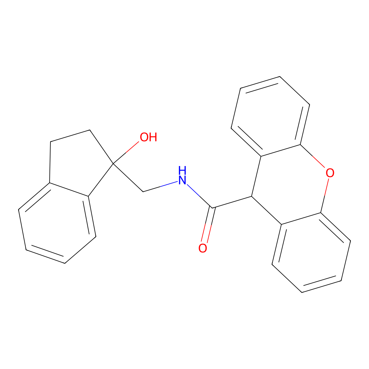 N-[(1-hydroxy-2,3-dihydro-1H-inden-1-yl)methyl]-9H-xanthene-9-carboxamide molecular structure, CAS 1396846-19-7