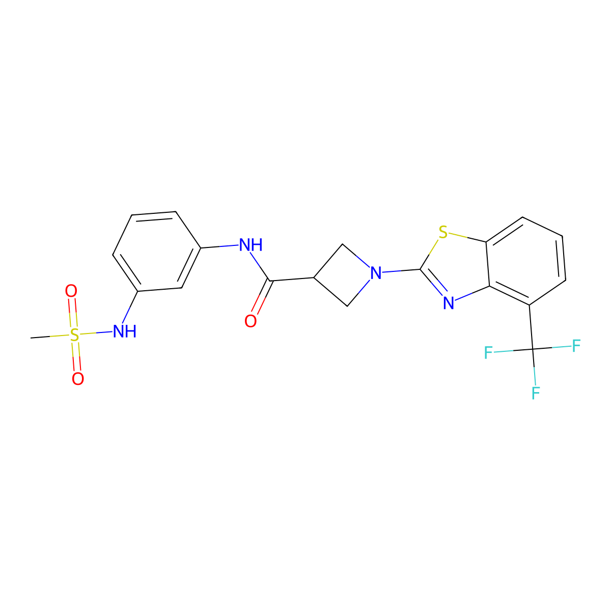 N-(3-methanesulfonamidophenyl)-1-[4-(trifluoromethyl)-1,3-benzothiazol-2-yl]azetidine-3-carboxamide molecular structure, CAS 1396846-23-3