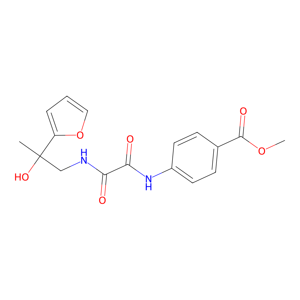 Methyl 4-(2-((2-(furan-2-yl)-2-hydroxypropyl)amino)-2-oxoacetamido)benzoate molecular structure, CAS 1396846-27-7