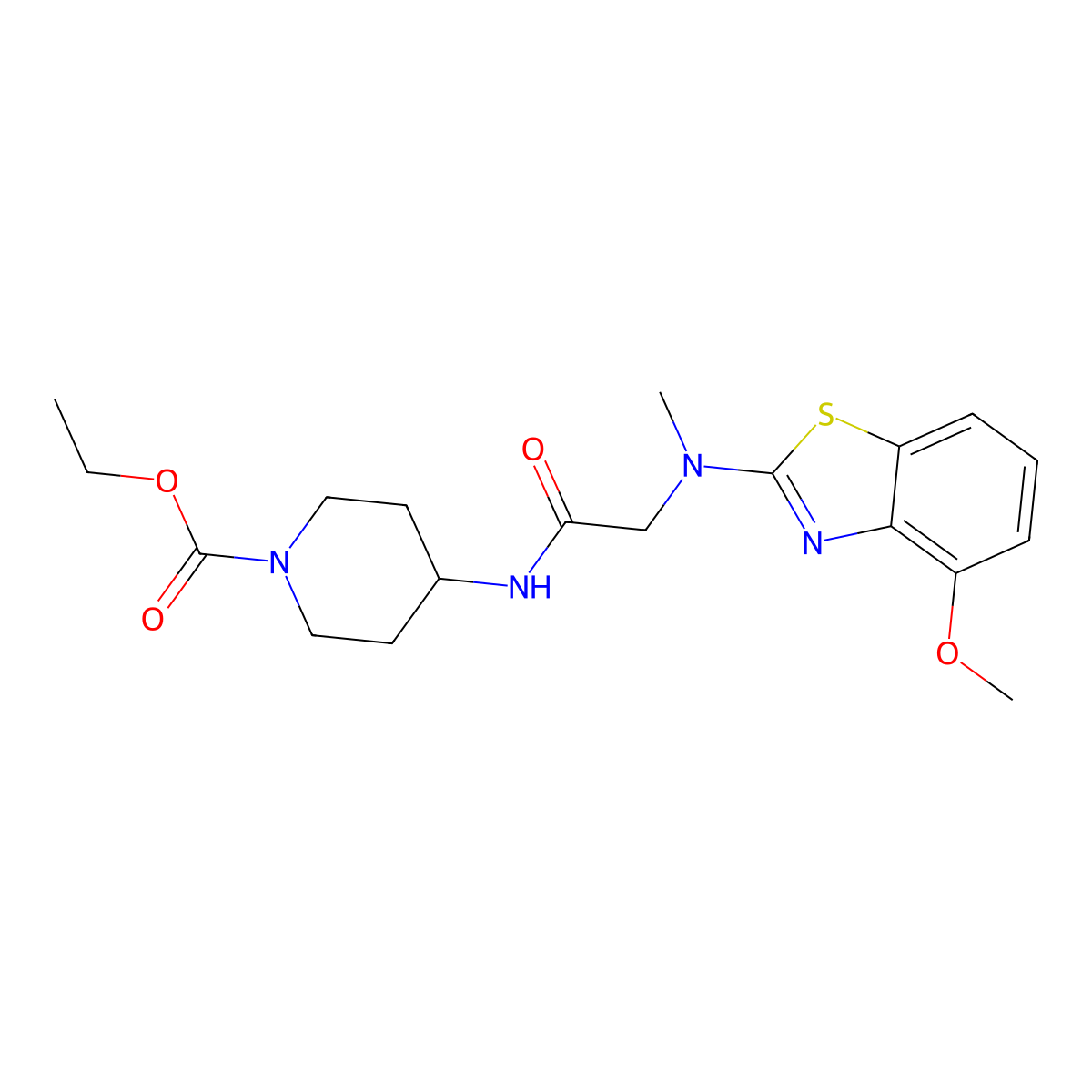 Ethyl 4-(2-((4-methoxybenzo[d]thiazol-2-yl)(methyl)amino)acetamido)piperidine-1-carboxylate molecular structure, CAS 1396846-31-3