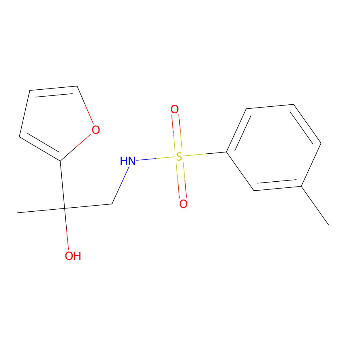N-(2-(furan-2-yl)-2-hydroxypropyl)-3-methylbenzenesulfonamide molecular structure, CAS 1396846-32-4