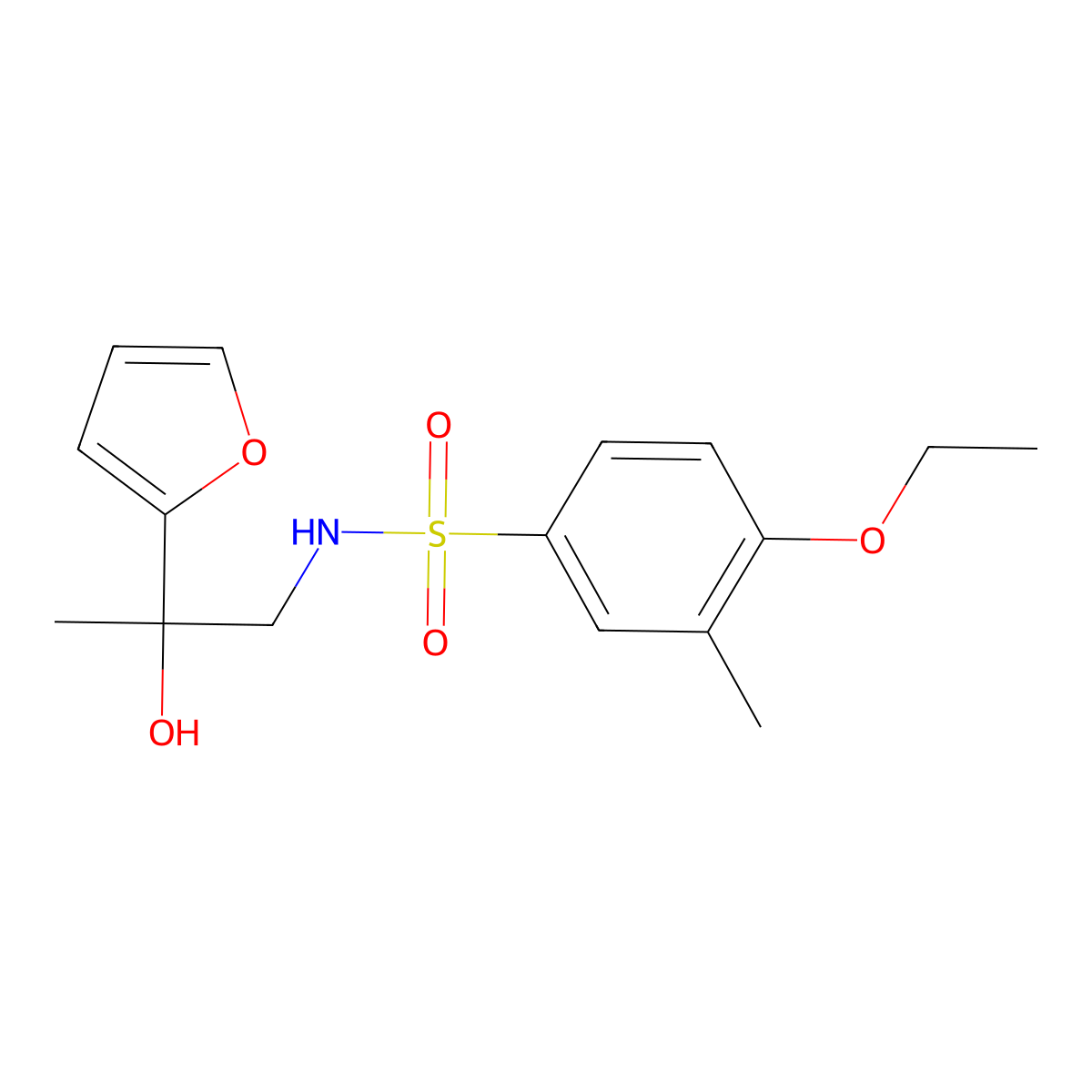 4-ethoxy-N-(2-(furan-2-yl)-2-hydroxypropyl)-3-methylbenzenesulfonamide molecular structure, CAS 1396846-37-9