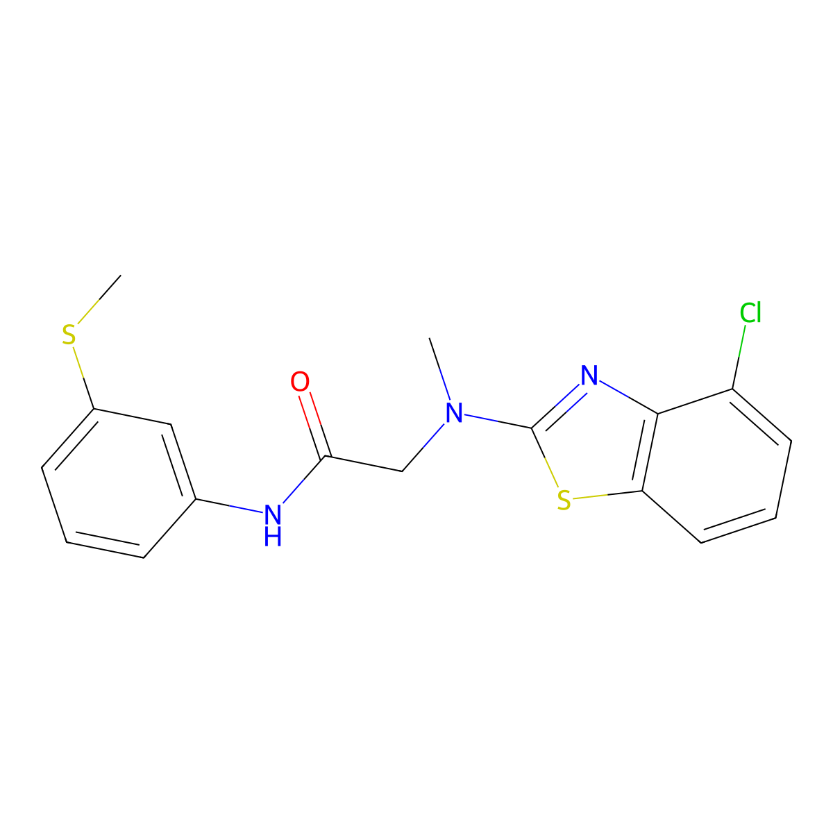 2-((4-chlorobenzo[d]thiazol-2-yl)(methyl)amino)-N-(3-(methylthio)phenyl)acetamide molecular structure, CAS 1396846-39-1