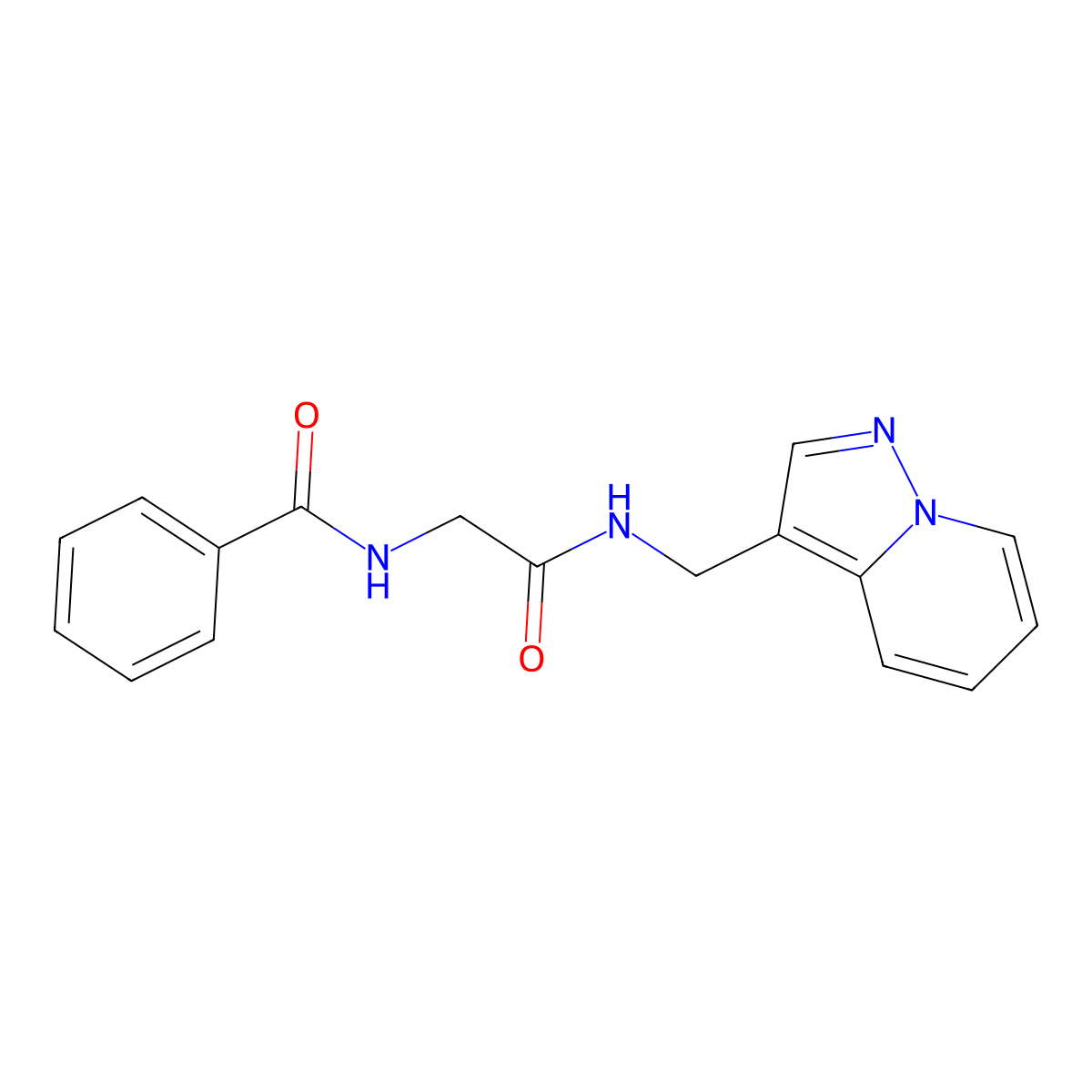 N-(2-oxo-2-((pyrazolo[1,5-a]pyridin-3-ylmethyl)amino)ethyl)benzamide molecular structure, CAS 1396846-43-7