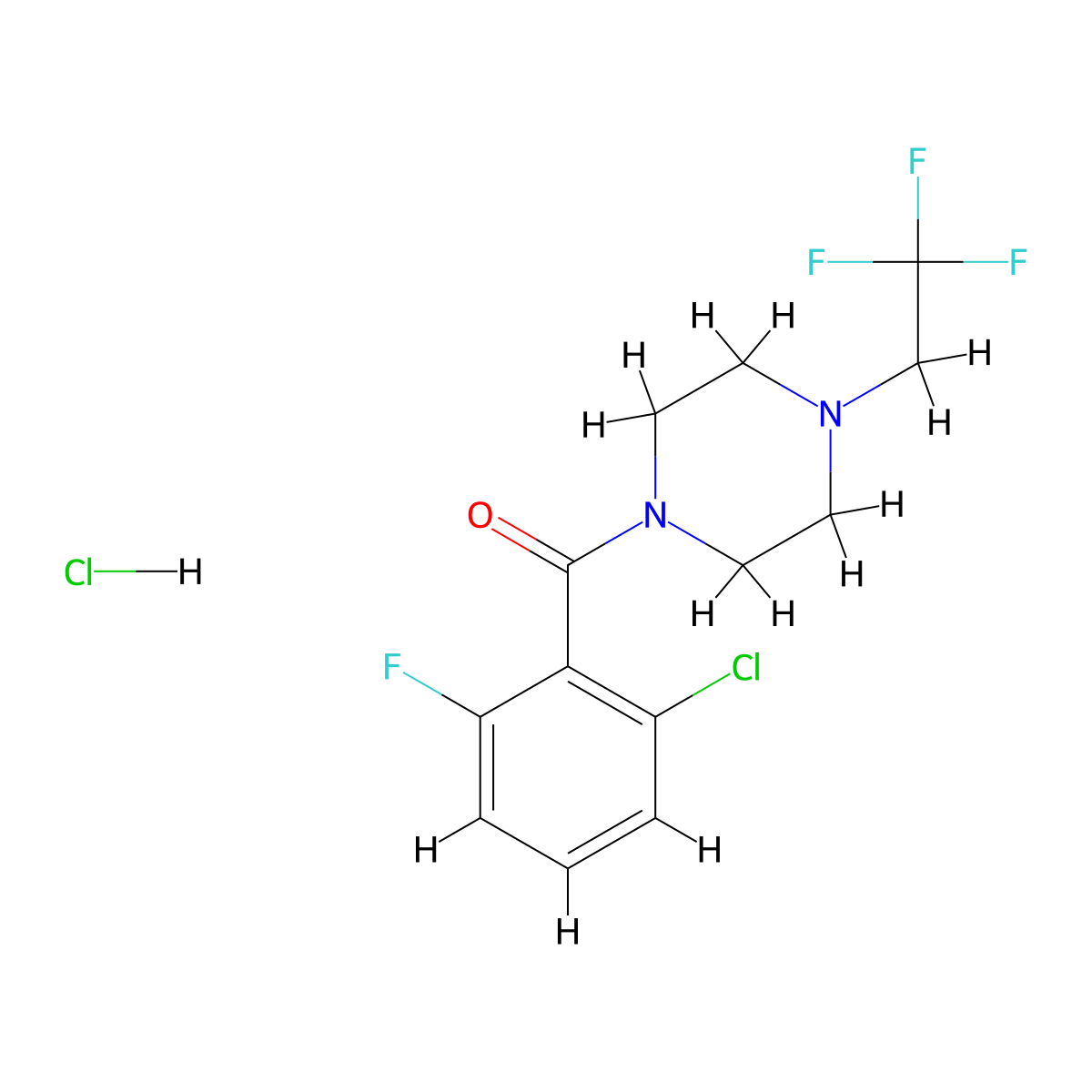 (2-Chloro-6-fluorophenyl)(4-(2,2,2-trifluoroethyl)piperazin-1-yl)methanone hydrochloride molecular structure, CAS 1396846-49-3
