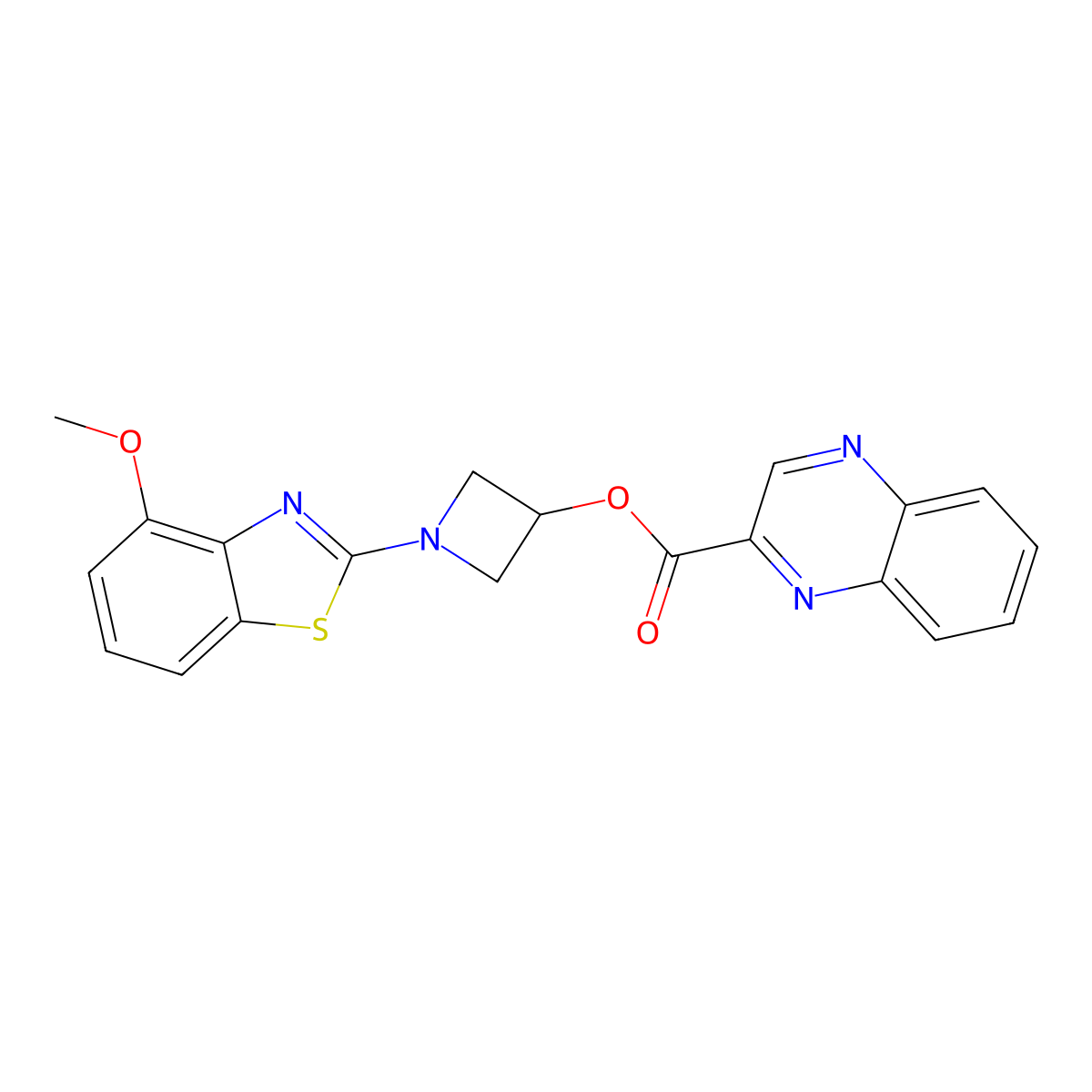 1-(4-Methoxy-1,3-benzothiazol-2-yl)azetidin-3-yl quinoxaline-2-carboxylate molecular structure, CAS 1396846-55-1