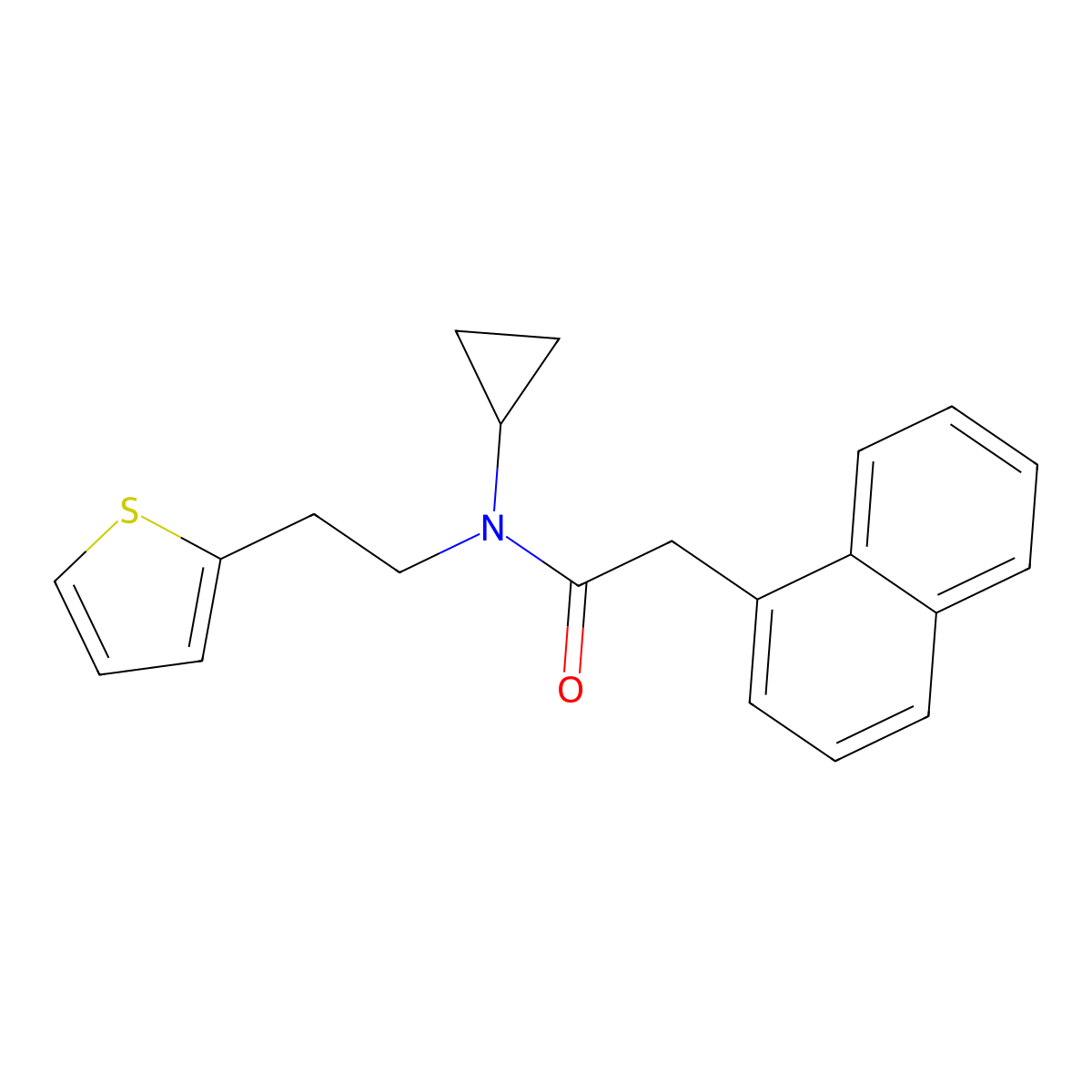 N-cyclopropyl-2-(naphthalen-1-yl)-N-[2-(thiophen-2-yl)ethyl]acetamide molecular structure, CAS 1396846-59-5