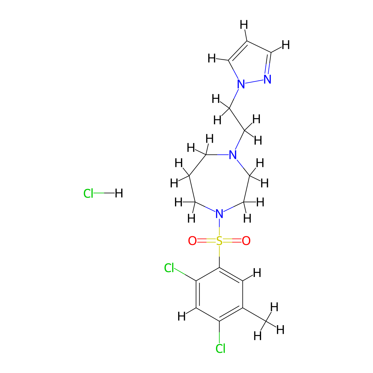 1-(2-(1H-pyrazol-1-yl)ethyl)-4-((2,4-dichloro-5-methylphenyl)sulfonyl)-1,4-diazepane hydrochloride molecular structure, CAS 1396846-61-9