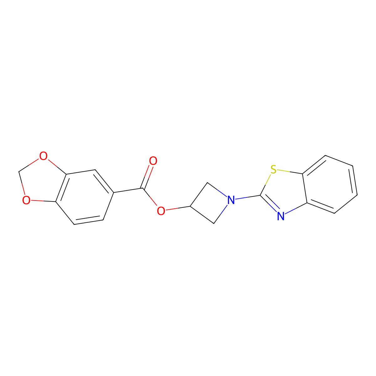 1-(Benzo[d]thiazol-2-yl)azetidin-3-yl benzo[d][1,3]dioxole-5-carboxylate molecular structure, CAS 1396846-68-6