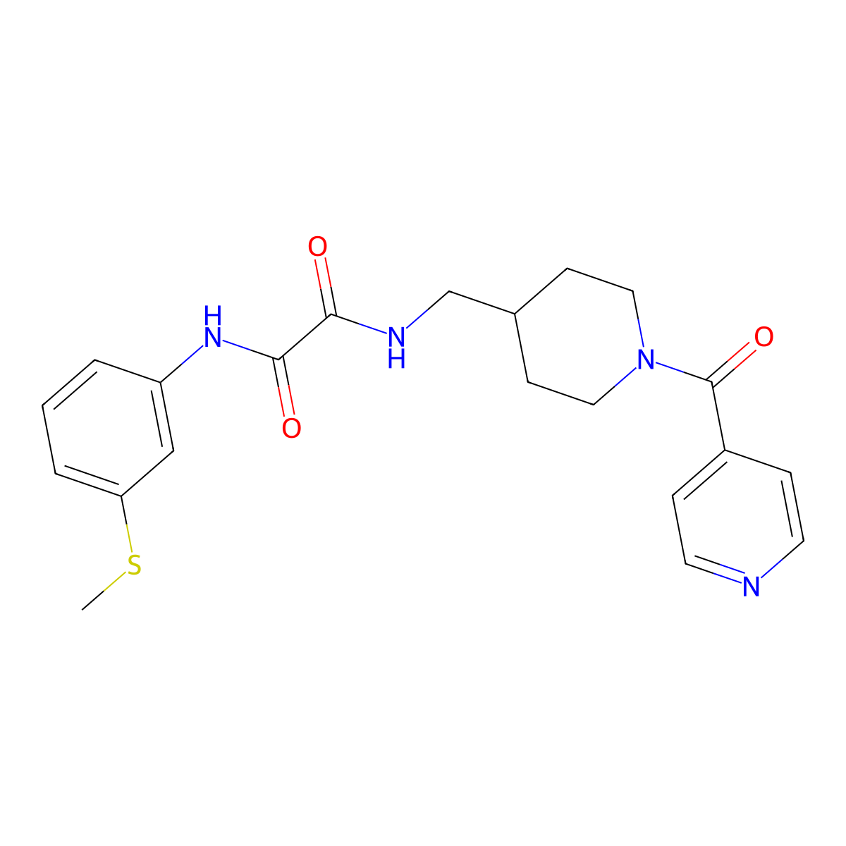 N1-((1-isonicotinoylpiperidin-4-yl)methyl)-N2-(3-(methylthio)phenyl)oxalamide molecular structure, CAS 1396846-71-1