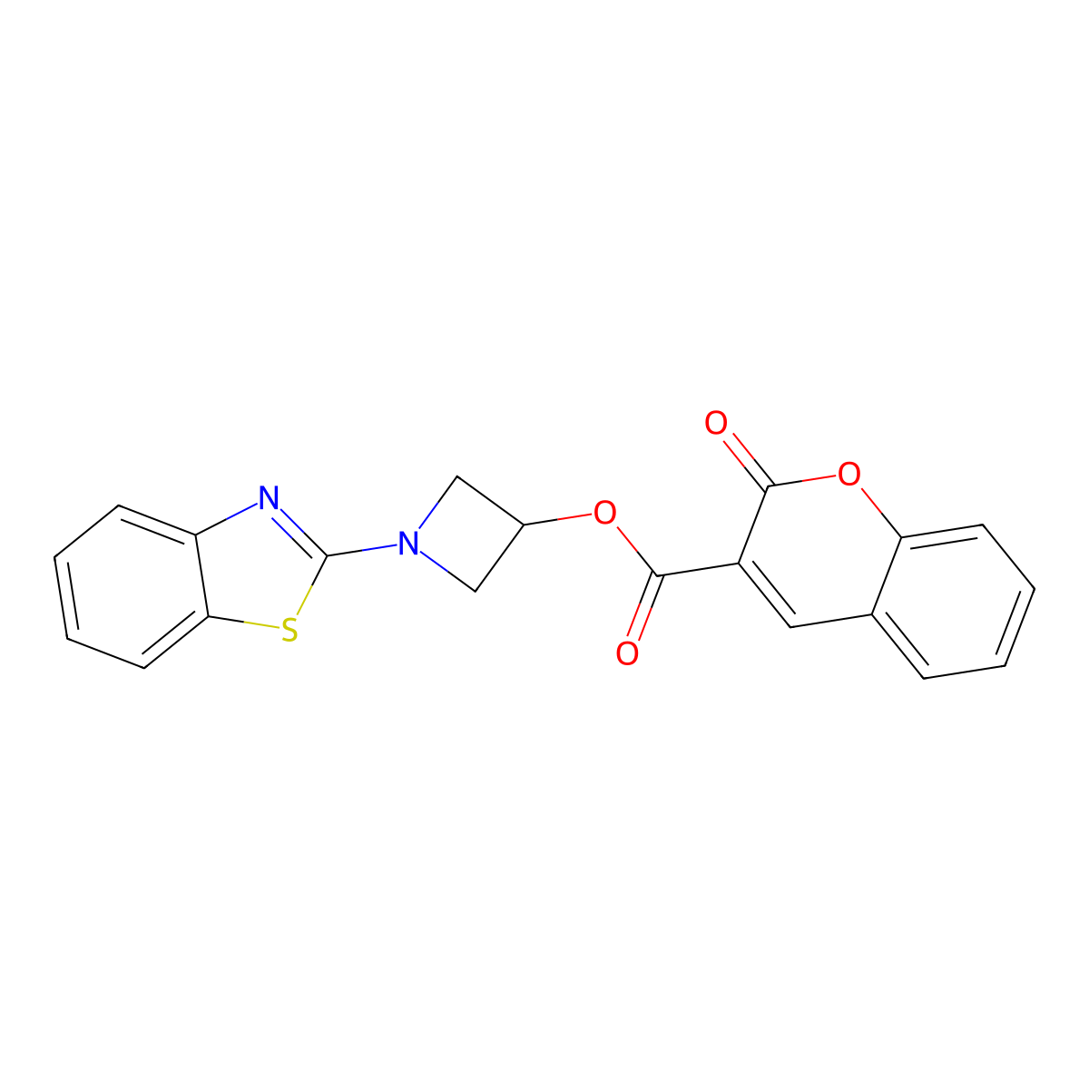 1-(benzo[d]thiazol-2-yl)azetidin-3-yl 2-oxo-2H-chromene-3-carboxylate molecular structure, CAS 1396846-73-3
