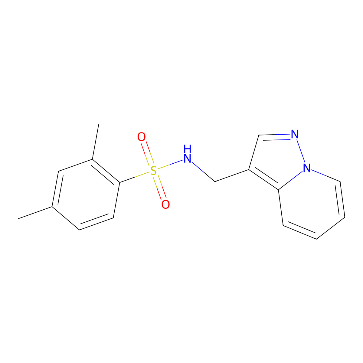 2,4-dimethyl-N-(pyrazolo[1,5-a]pyridin-3-ylmethyl)benzenesulfonamide molecular structure, CAS 1396846-77-7