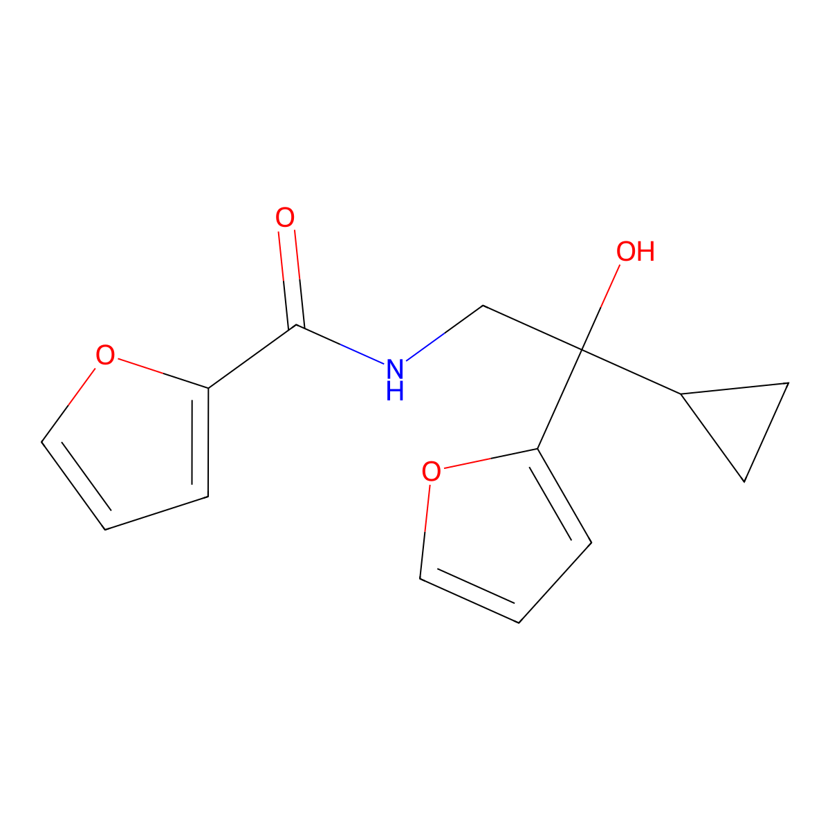 N-[2-cyclopropyl-2-(furan-2-yl)-2-hydroxyethyl]furan-2-carboxamide molecular structure, CAS 1396846-81-3