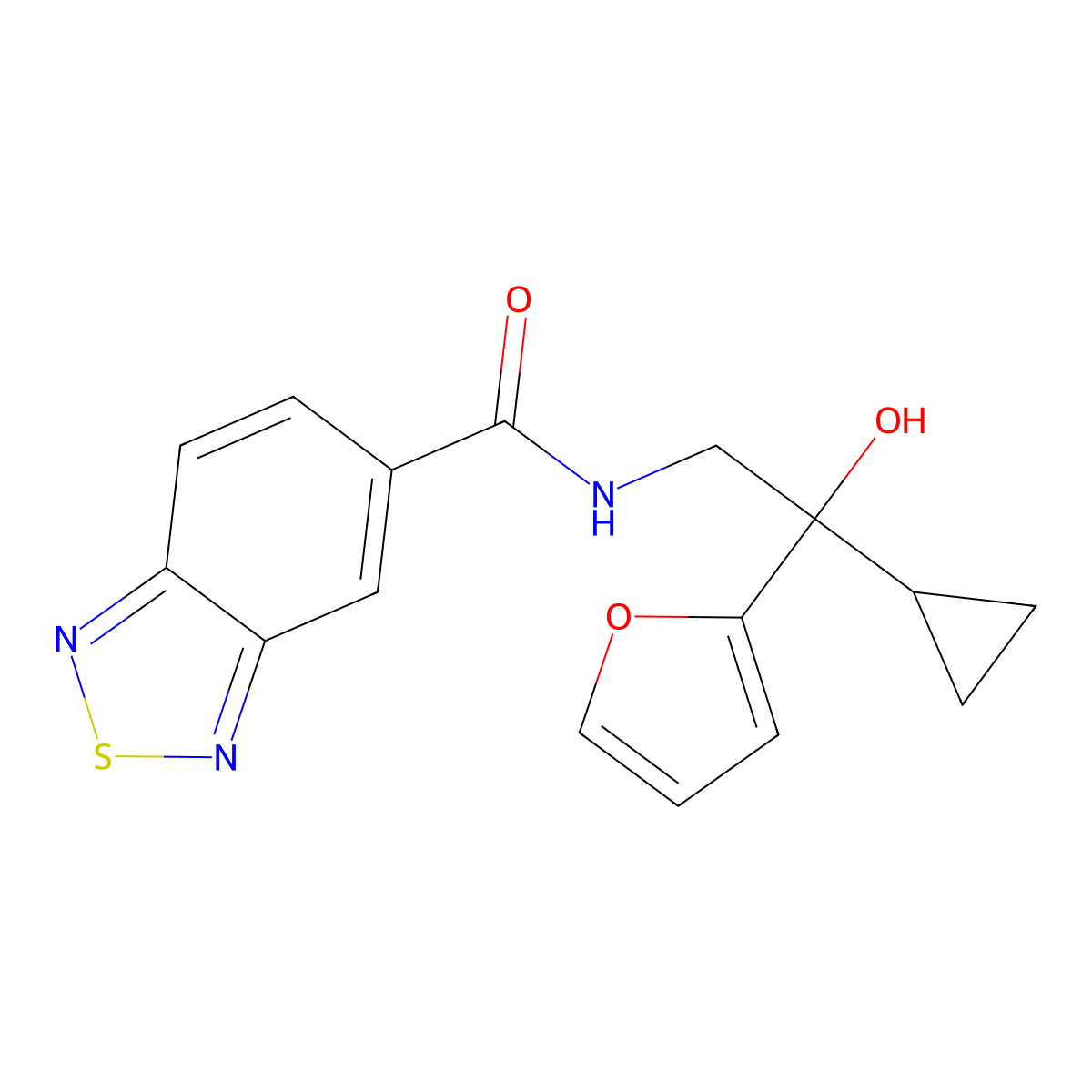 N-(2-cyclopropyl-2-(furan-2-yl)-2-hydroxyethyl)benzo[c][1,2,5]thiadiazole-5-carboxamide molecular structure, CAS 1396846-84-6