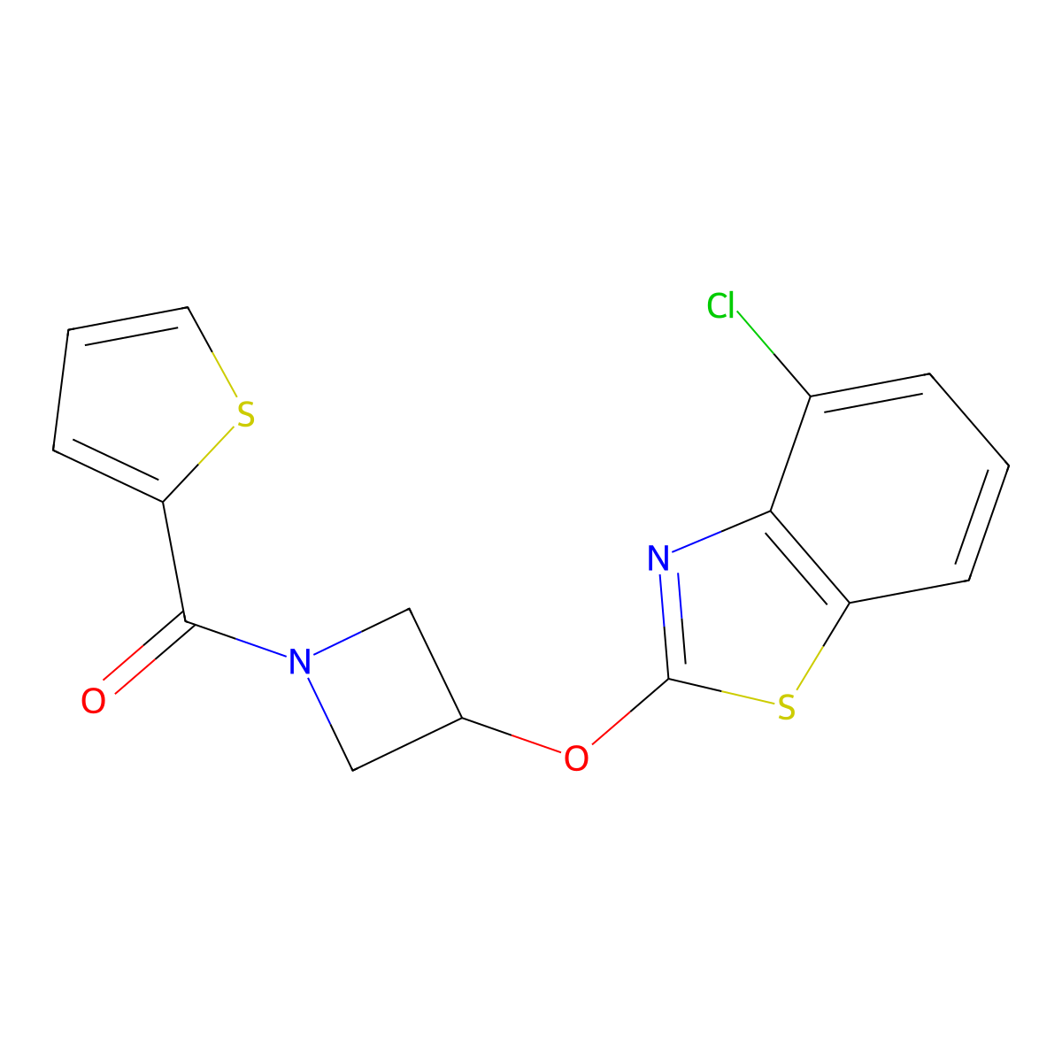 (3-((4-Chlorobenzo[d]thiazol-2-yl)oxy)azetidin-1-yl)(thiophen-2-yl)methanone molecular structure, CAS 1396846-93-7