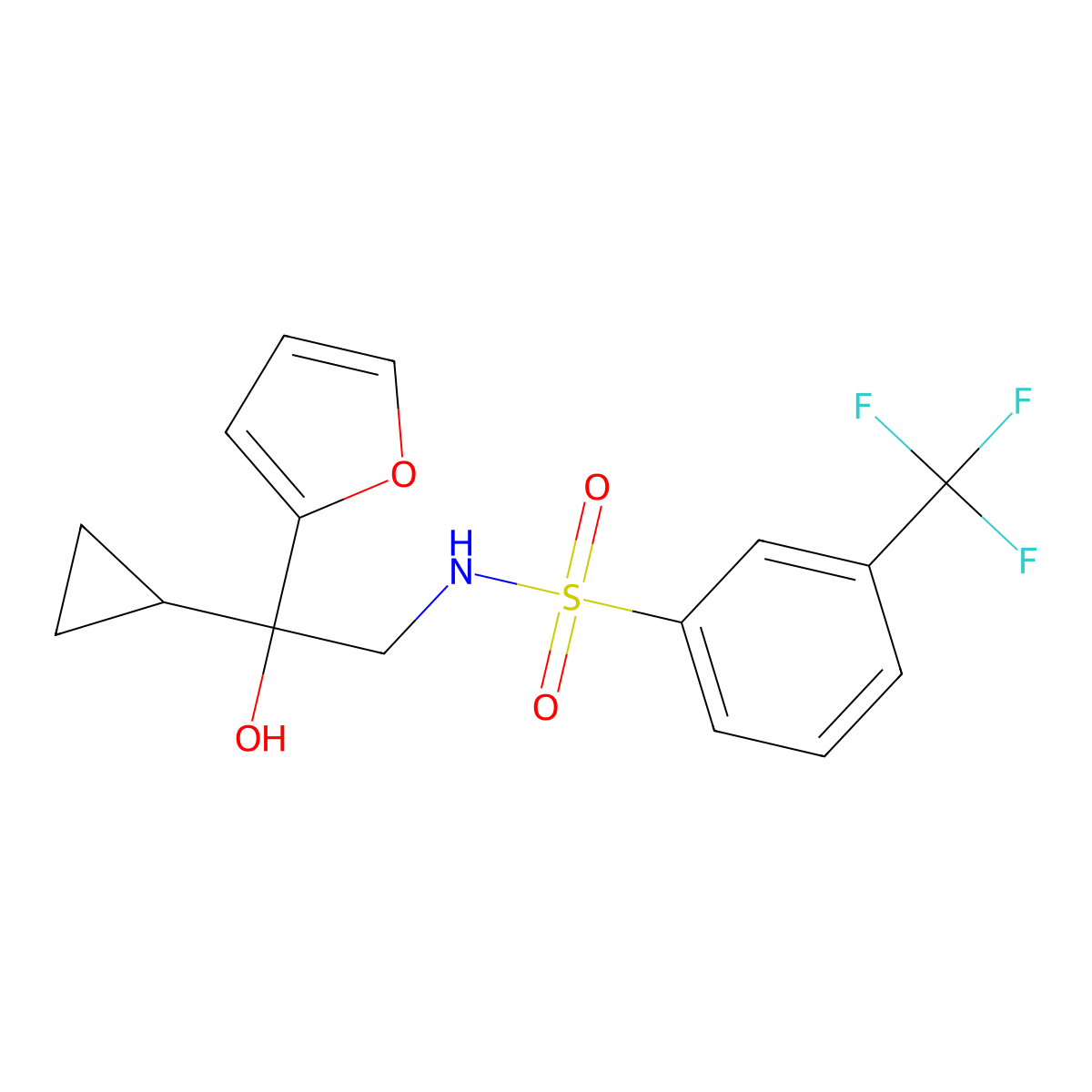 N-(2-cyclopropyl-2-(furan-2-yl)-2-hydroxyethyl)-3-(trifluoromethyl)benzenesulfonamide molecular structure, CAS 1396846-95-9