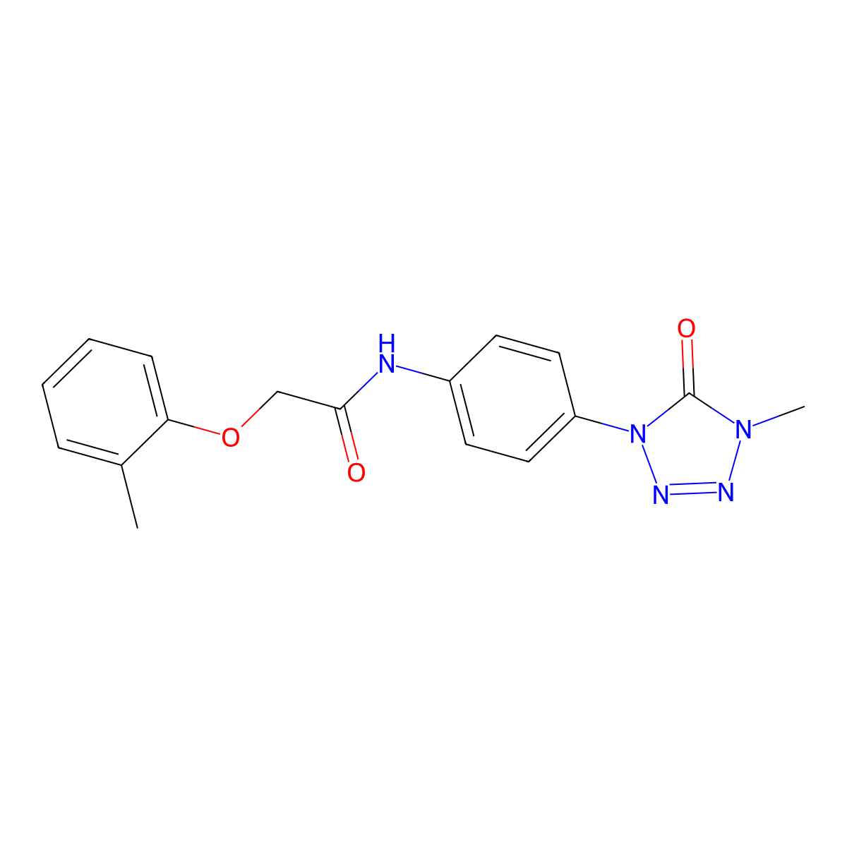 N-(4-(4-methyl-5-oxo-4,5-dihydro-1H-tetrazol-1-yl)phenyl)-2-(o-tolyloxy)acetamide molecular structure, CAS 1396846-96-0