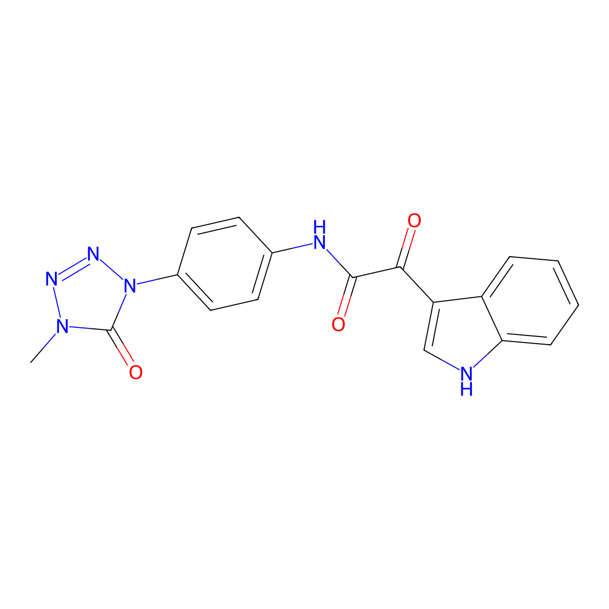 2-(1H-indol-3-yl)-N-(4-(4-methyl-5-oxo-4,5-dihydro-1H-tetrazol-1-yl)phenyl)-2-oxoacetamide molecular structure, CAS 1396847-00-9