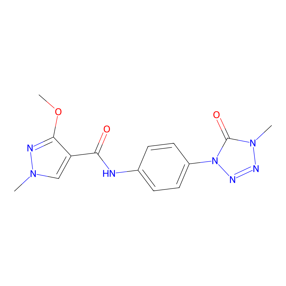 3-methoxy-1-methyl-N-(4-(4-methyl-5-oxo-4,5-dihydro-1H-tetrazol-1-yl)phenyl)-1H-pyrazole-4-carboxamide molecular structure, CAS 1396847-05-4