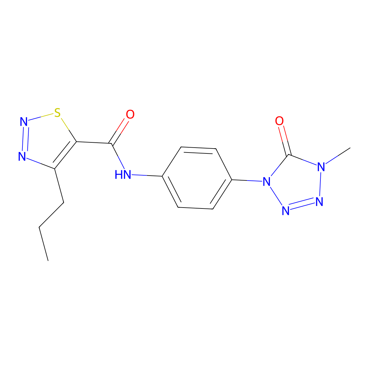 N-(4-(4-methyl-5-oxo-4,5-dihydro-1H-tetrazol-1-yl)phenyl)-4-propyl-1,2,3-thiadiazole-5-carboxamide molecular structure, CAS 1396847-07-6