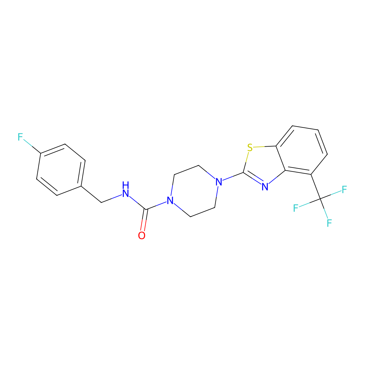 N-(4-fluorobenzyl)-4-(4-(trifluoromethyl)benzo[d]thiazol-2-yl)piperazine-1-carboxamide molecular structure, CAS 1396847-09-8