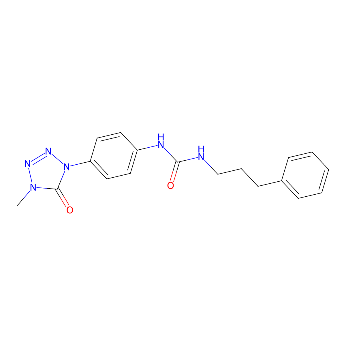 1-(4-(4-methyl-5-oxo-4,5-dihydro-1H-tetrazol-1-yl)phenyl)-3-(3-phenylpropyl)urea molecular structure, CAS 1396847-10-1